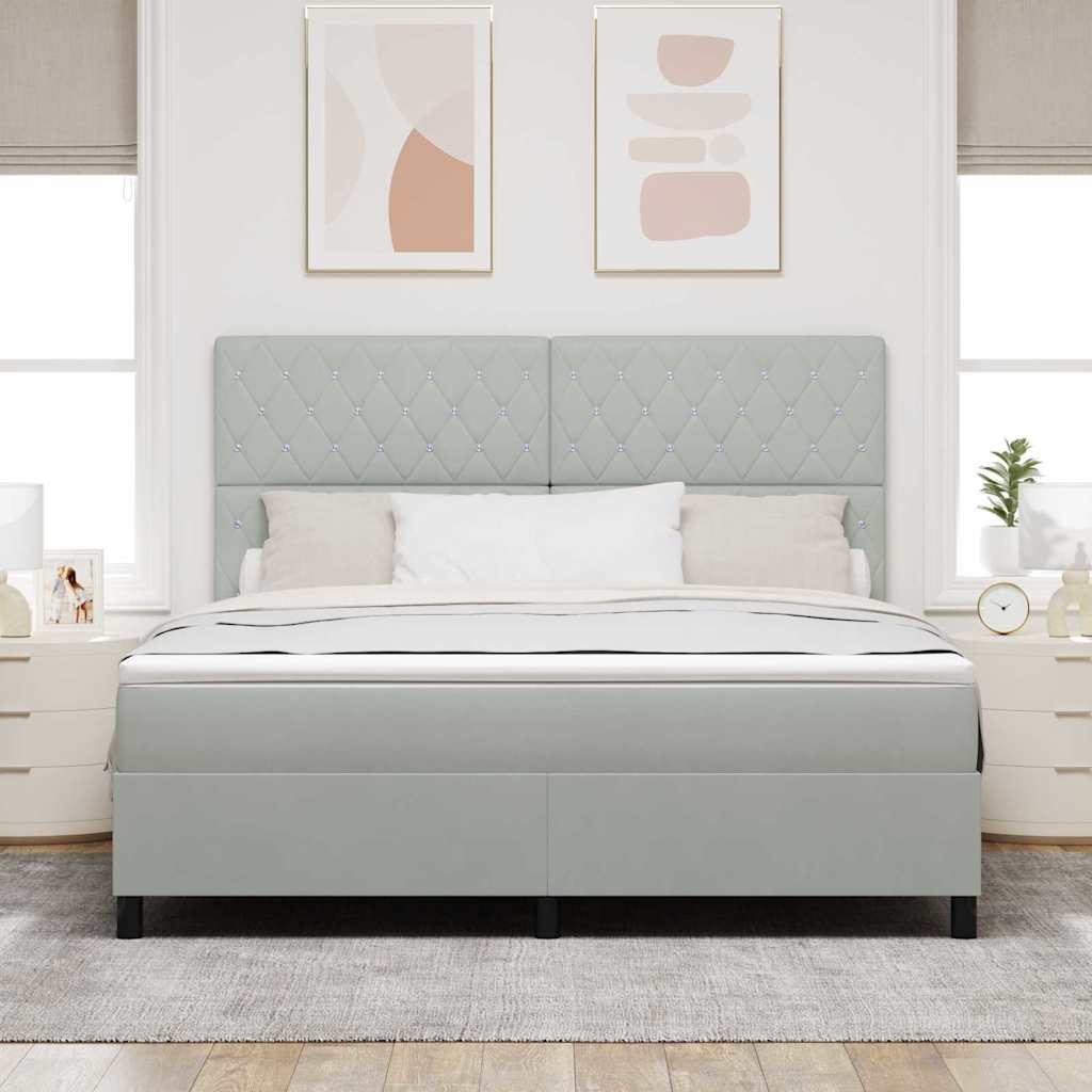 LED Box Spring Krevet Svijetlo siva 180 x 200 cm Baršun