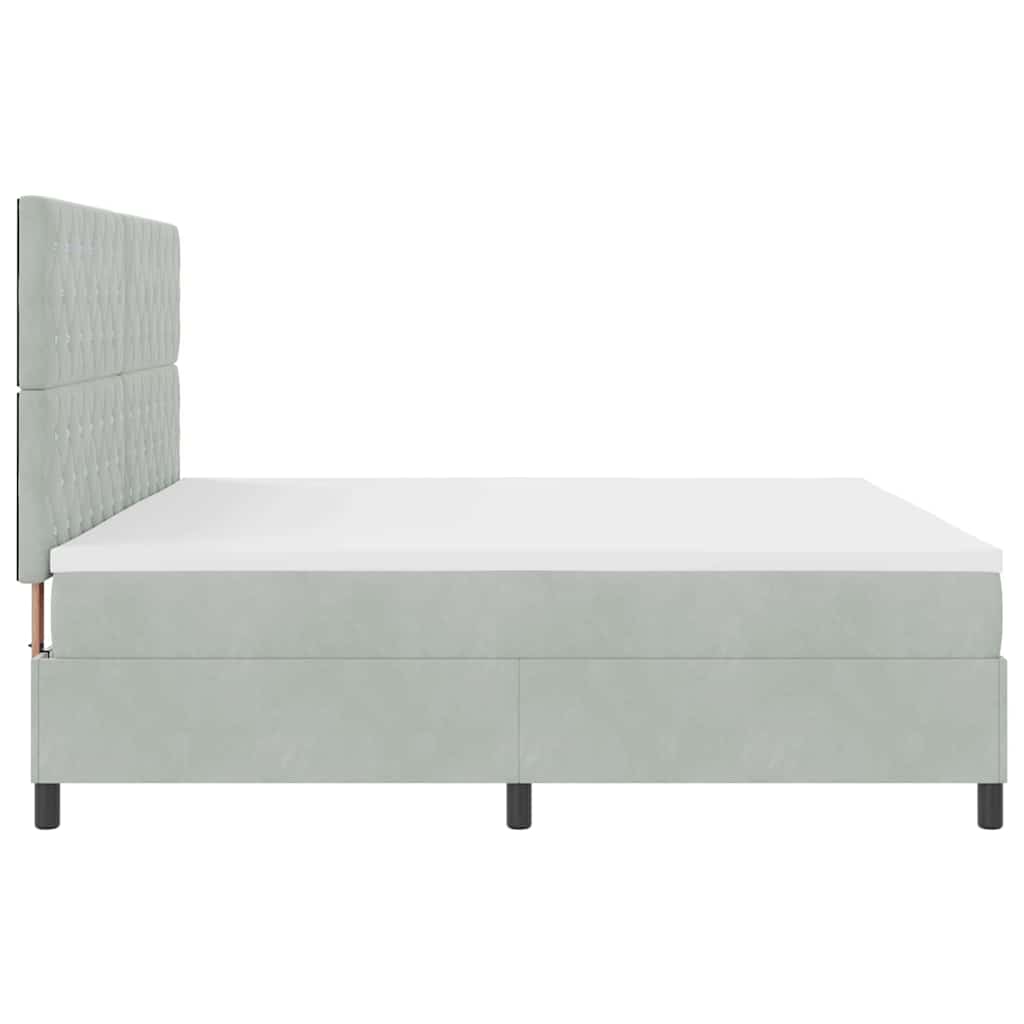 LED Box Spring Krevet Svijetlo siva 200 x 200 cm Baršun