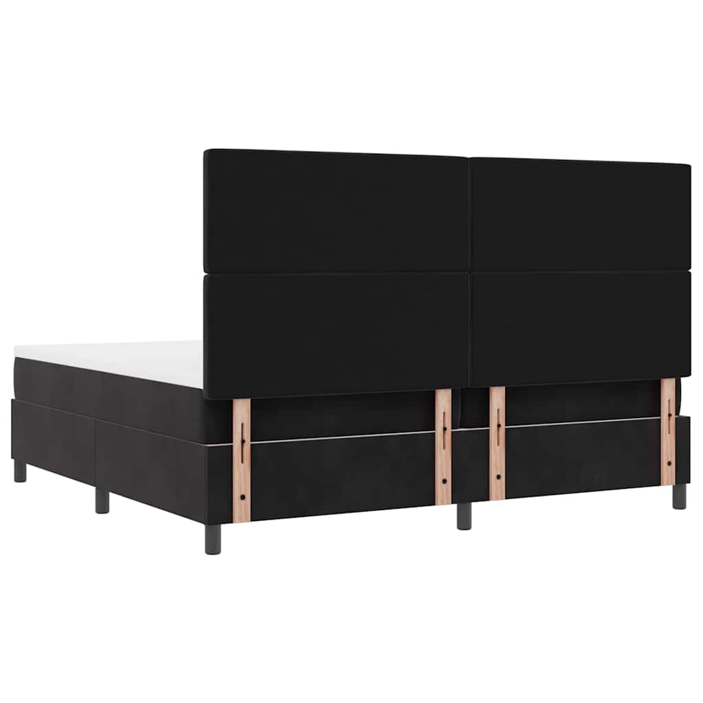 LED Box Spring Krevet s madracem Crna 200 x 200 cm Baršun