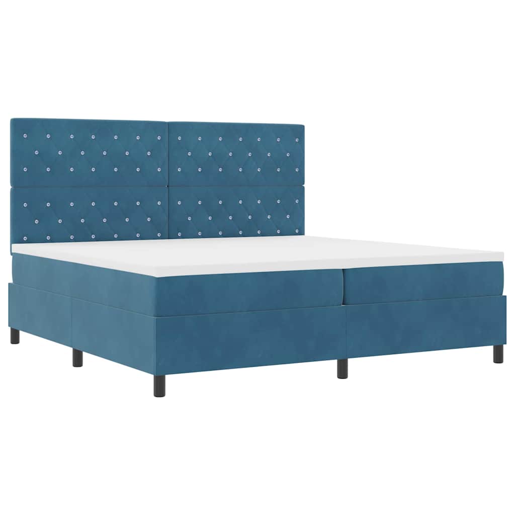 LED Box Spring Krevet Tamno plava 200 x 200 cm Baršun
