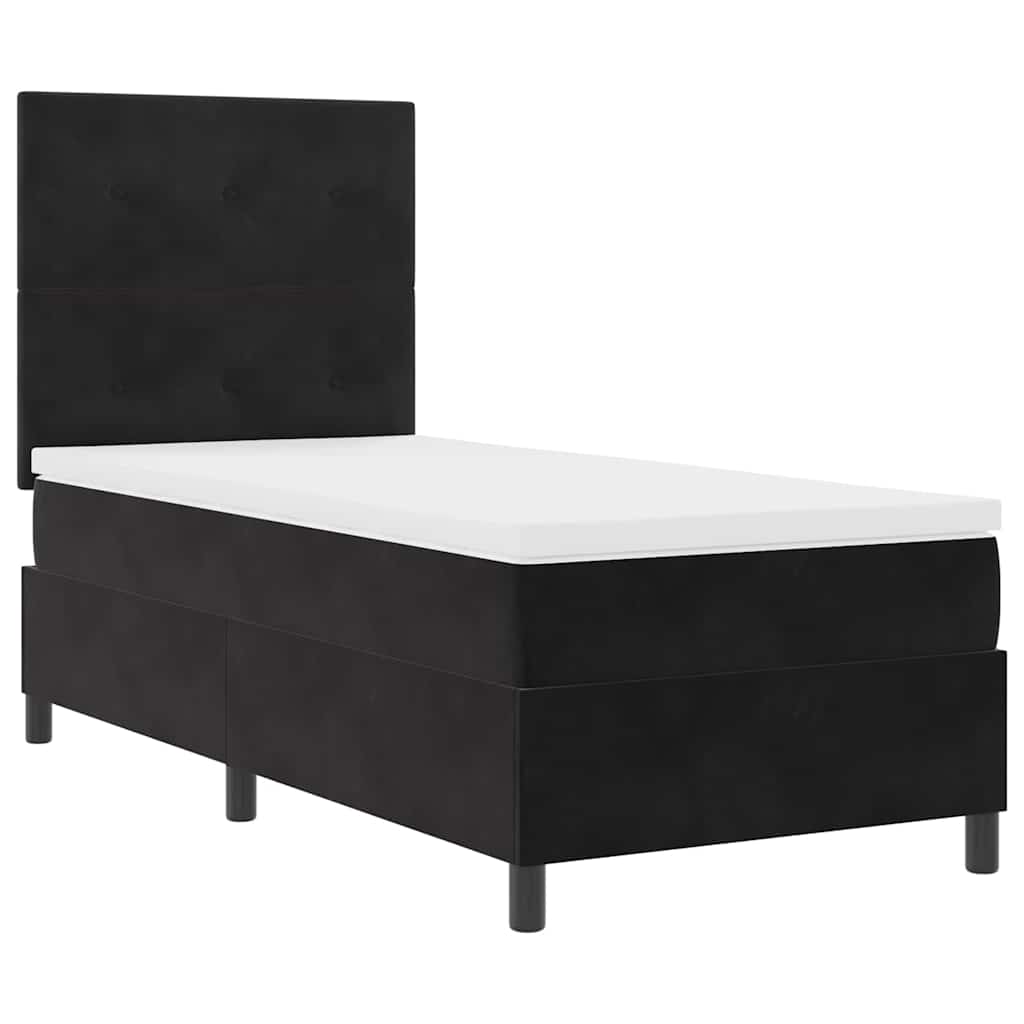 LED Box Spring Krevet s madracem Crna 80 x 200 cm Baršun