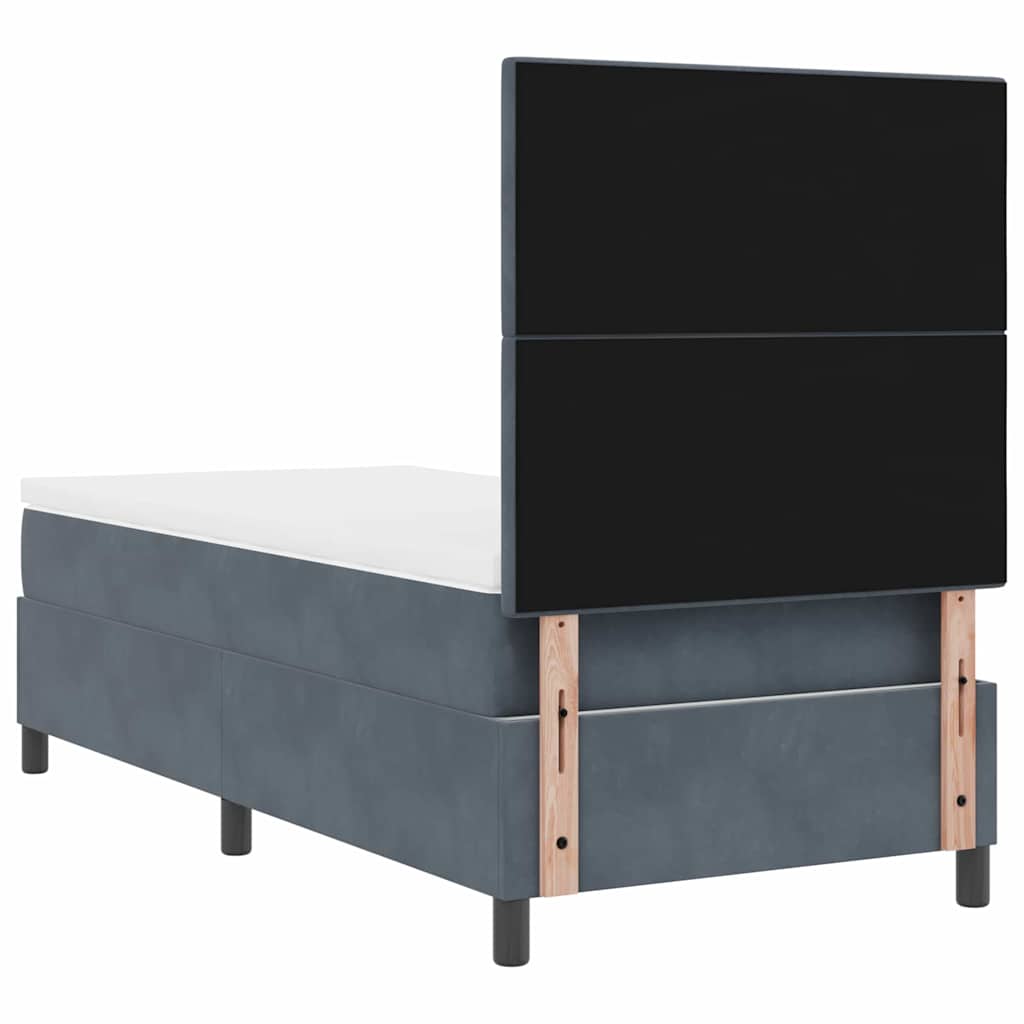 LED Box Spring Krevet s madracem Tamno siva 90 x 190 cm Baršun