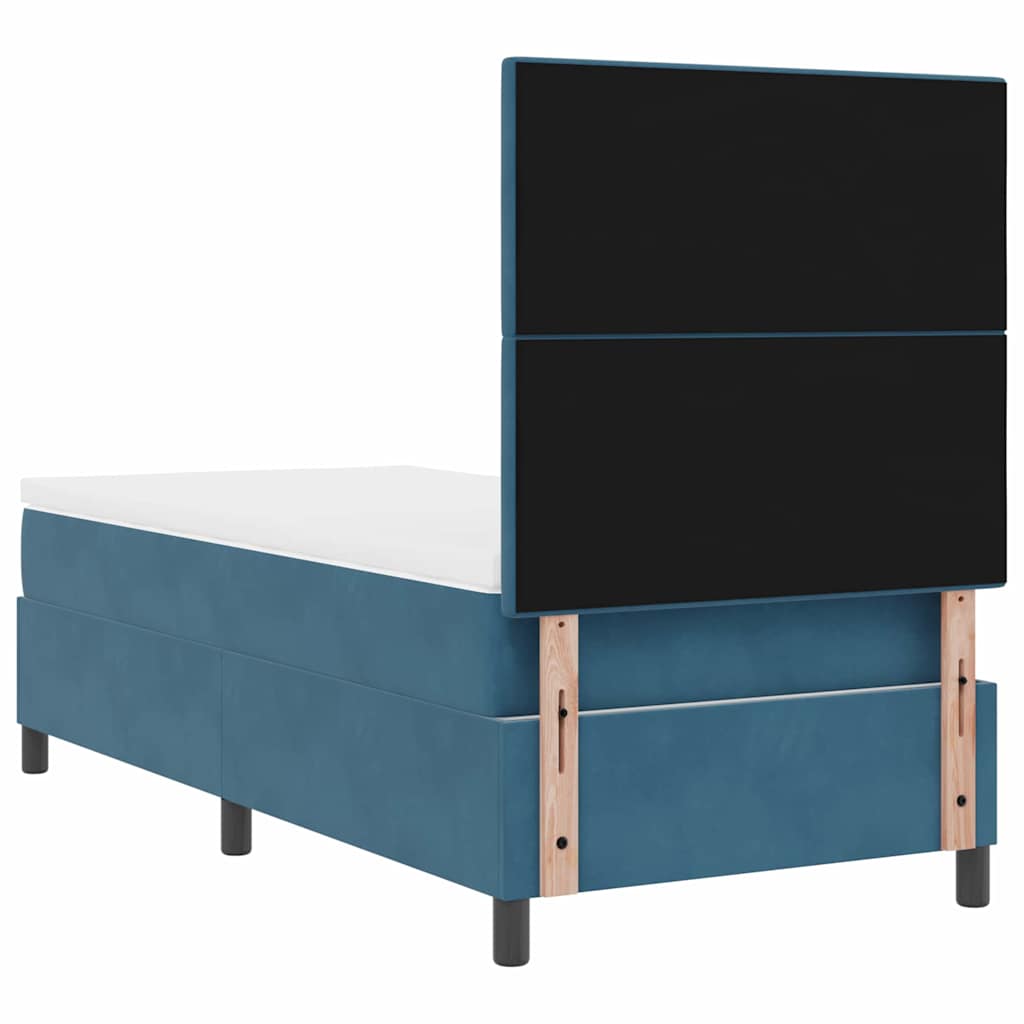 LED Box Spring Krevet Tamno plava 90 x 200 cm Baršun