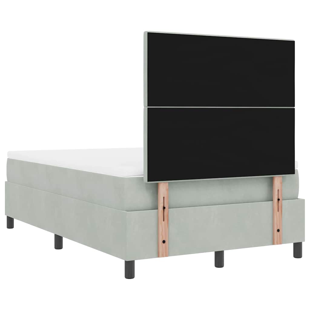 LED Box Spring Krevet Svijetlo siva 120 x 190 cm Baršun