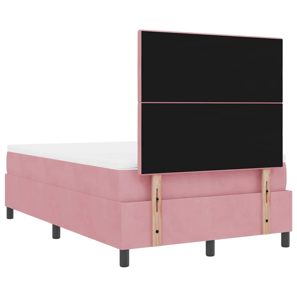 LED Box Spring Krevet Ružičasta 120 x 190 cm Baršun