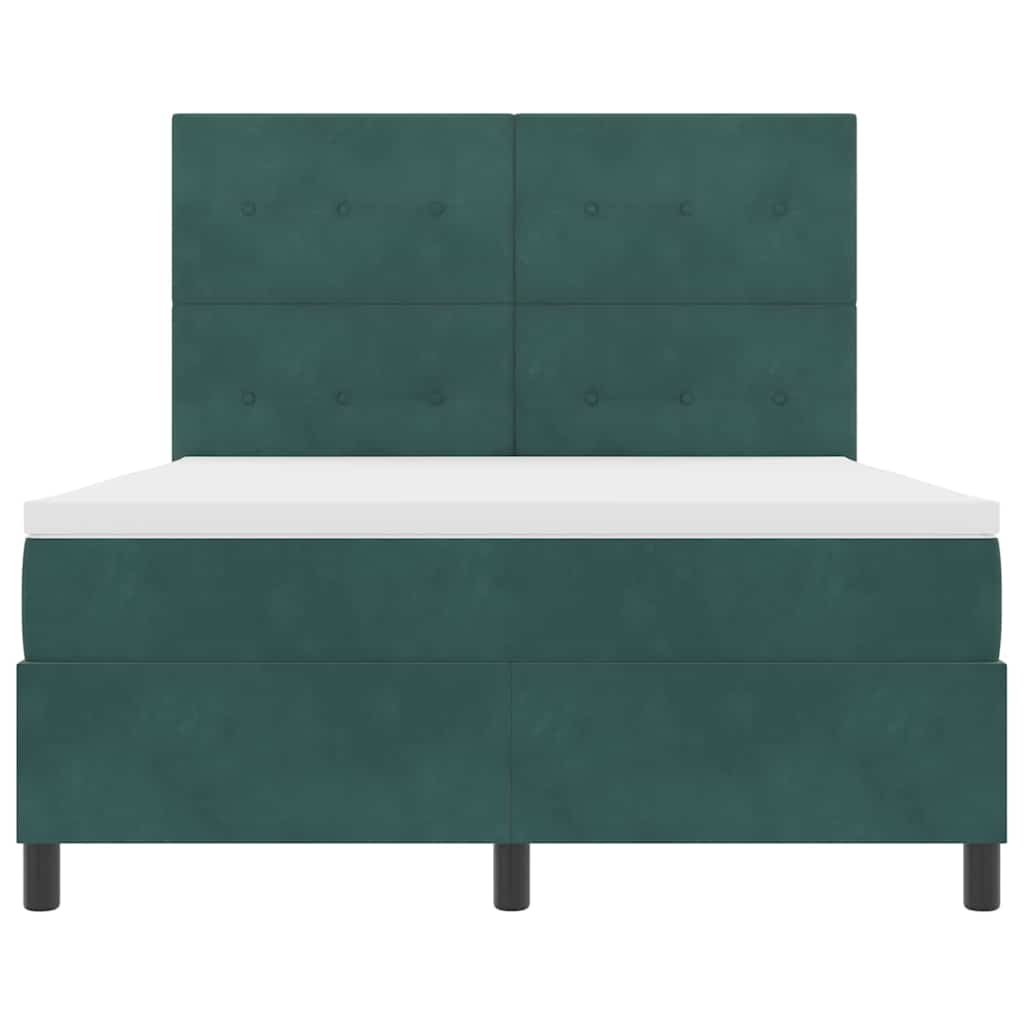 LED Box Spring Krevet Tamnozelena 140 x 190 cm Baršun