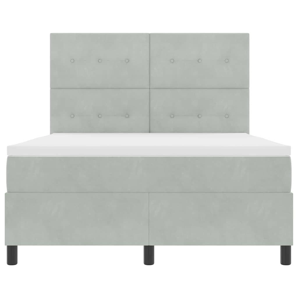 LED Box Spring Krevet Svijetlo siva 140 x 200 cm Baršun
