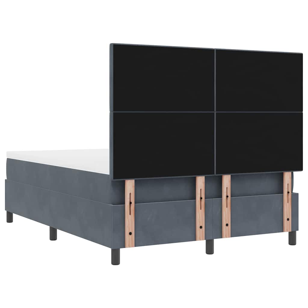 LED Box Spring Krevet s madracem Tamno siva 140 x 200 cm Baršun