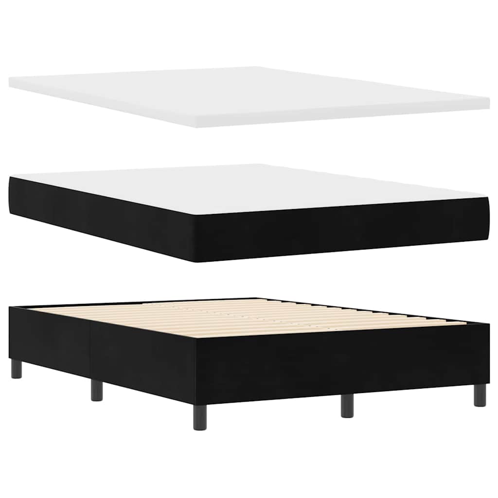 LED Box Spring Krevet s madracem Crna 160 x 200 cm Baršun