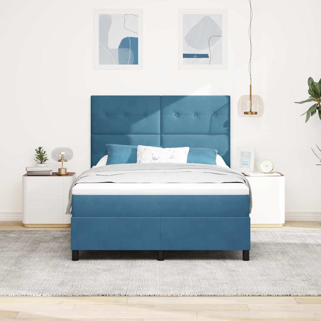 LED Box Spring Krevet Tamno plava 160 x 200 cm Baršun