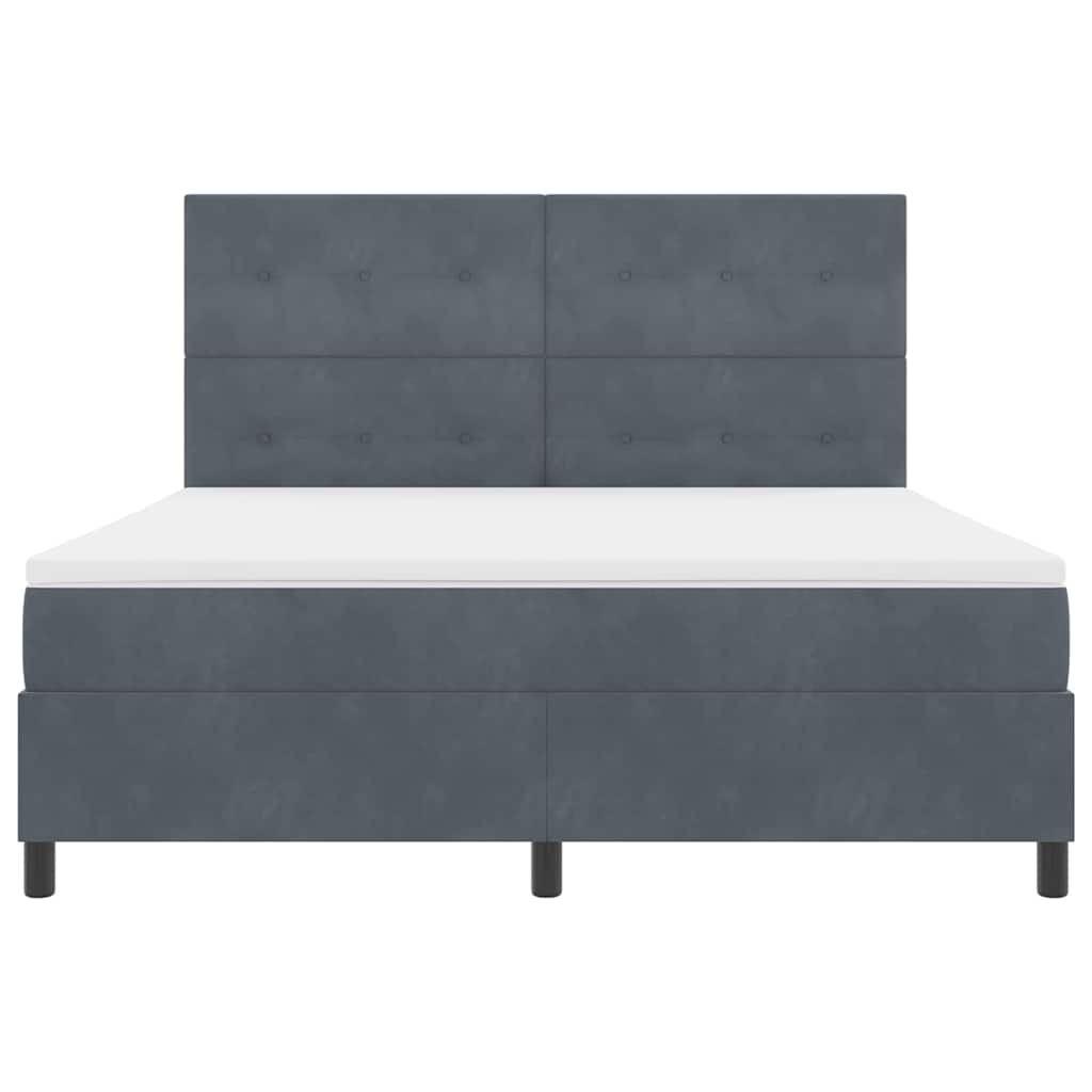 LED Box Spring Krevet s madracem Tamno siva 180 x 200 cm Baršun