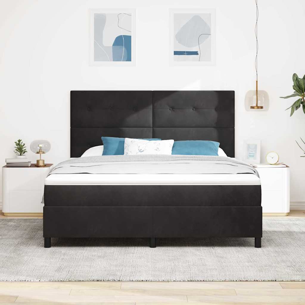 LED Box Spring Krevet s uzglavljem Crna 180 x 200 cm Baršun
