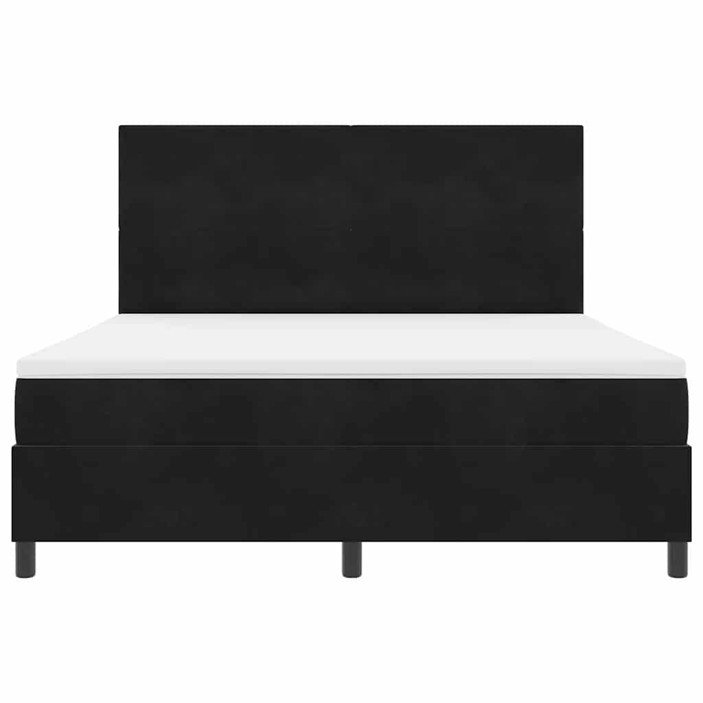 LED Box Spring Krevet s madracem Crna 180 x 200 cm Baršun