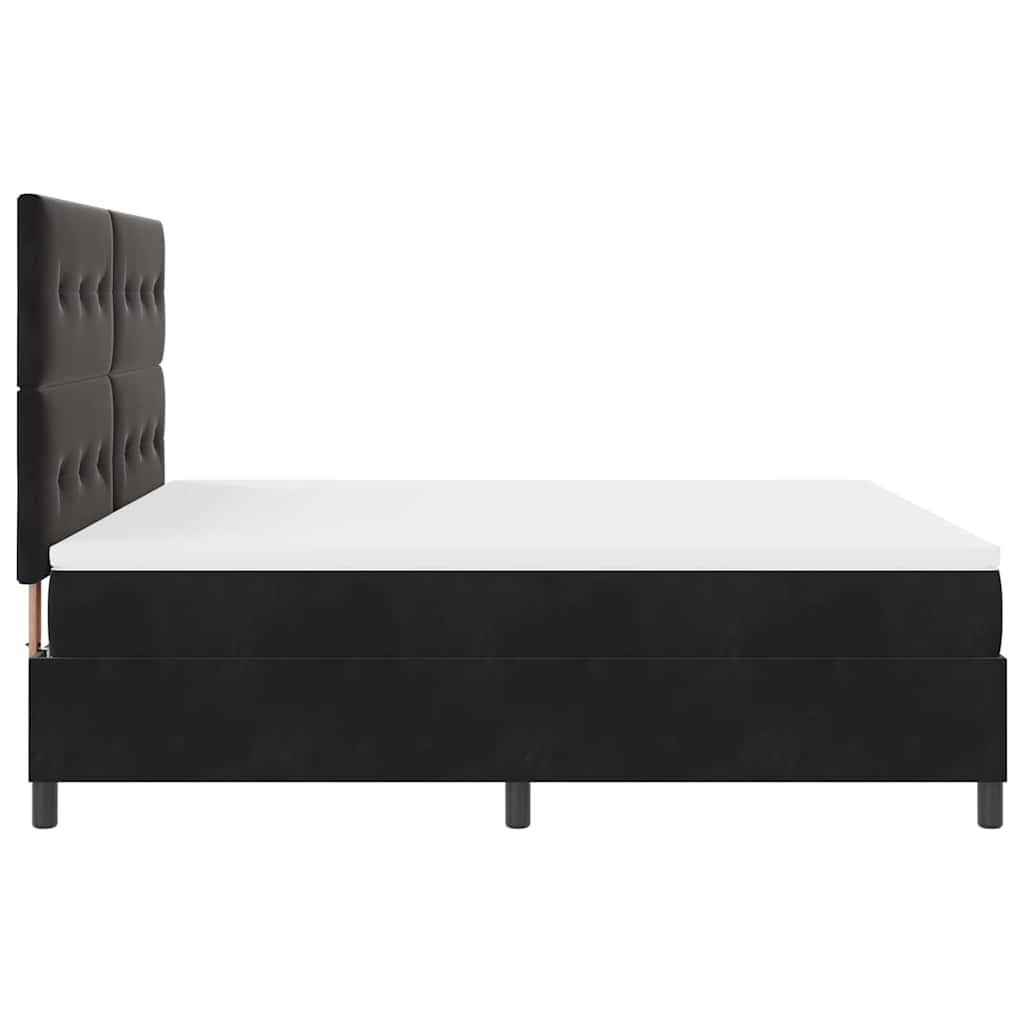LED Box Spring Krevet s madracem Crna 180 x 200 cm Baršun