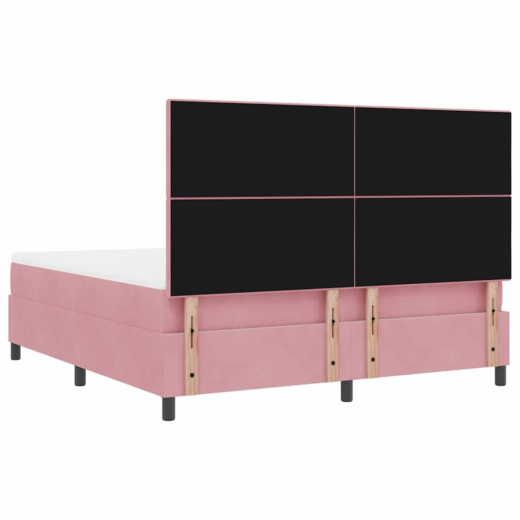 LED Box Spring Krevet s madracem Ružičasta 180 x 200 cm Baršun