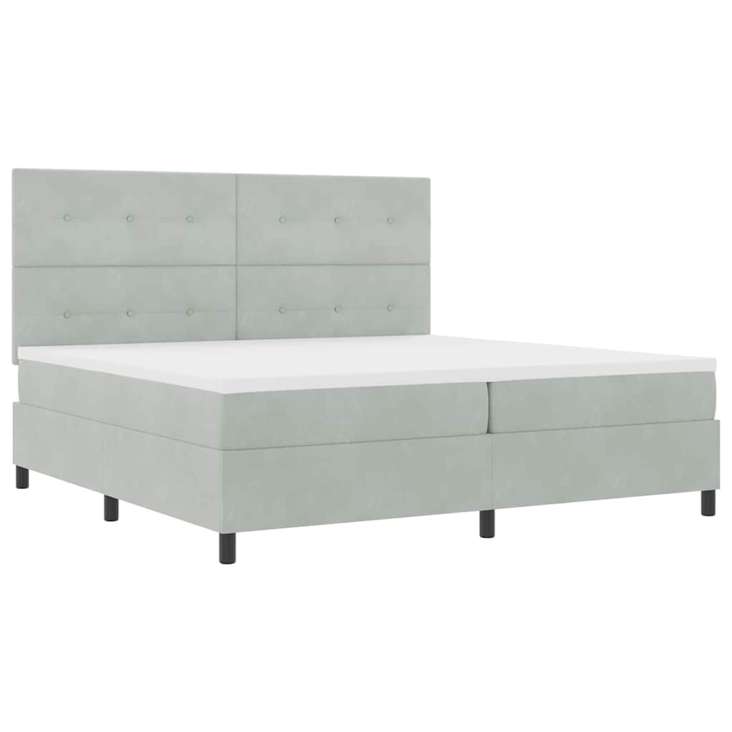 LED Box Spring Krevet Svijetlo siva 200 x 200 cm Baršun