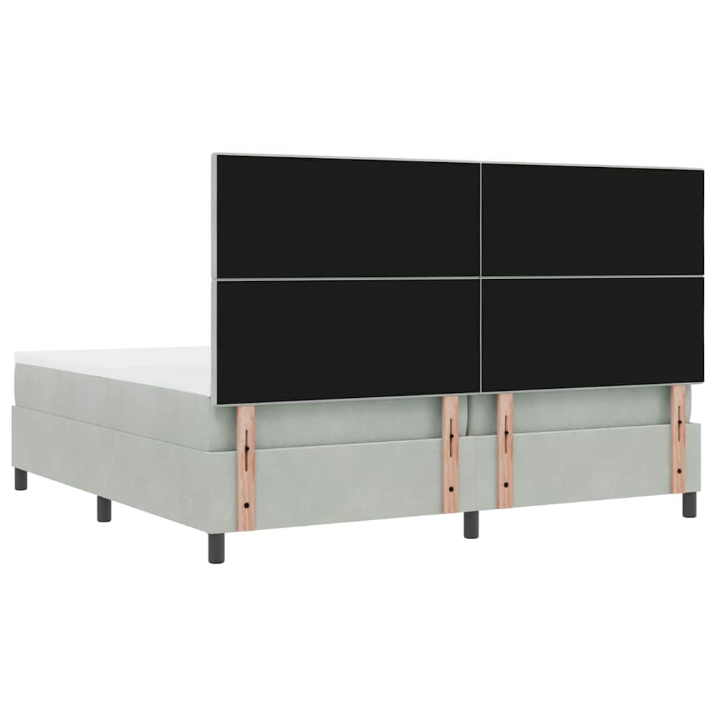 LED Box Spring Krevet Svijetlo siva 200 x 200 cm Baršun