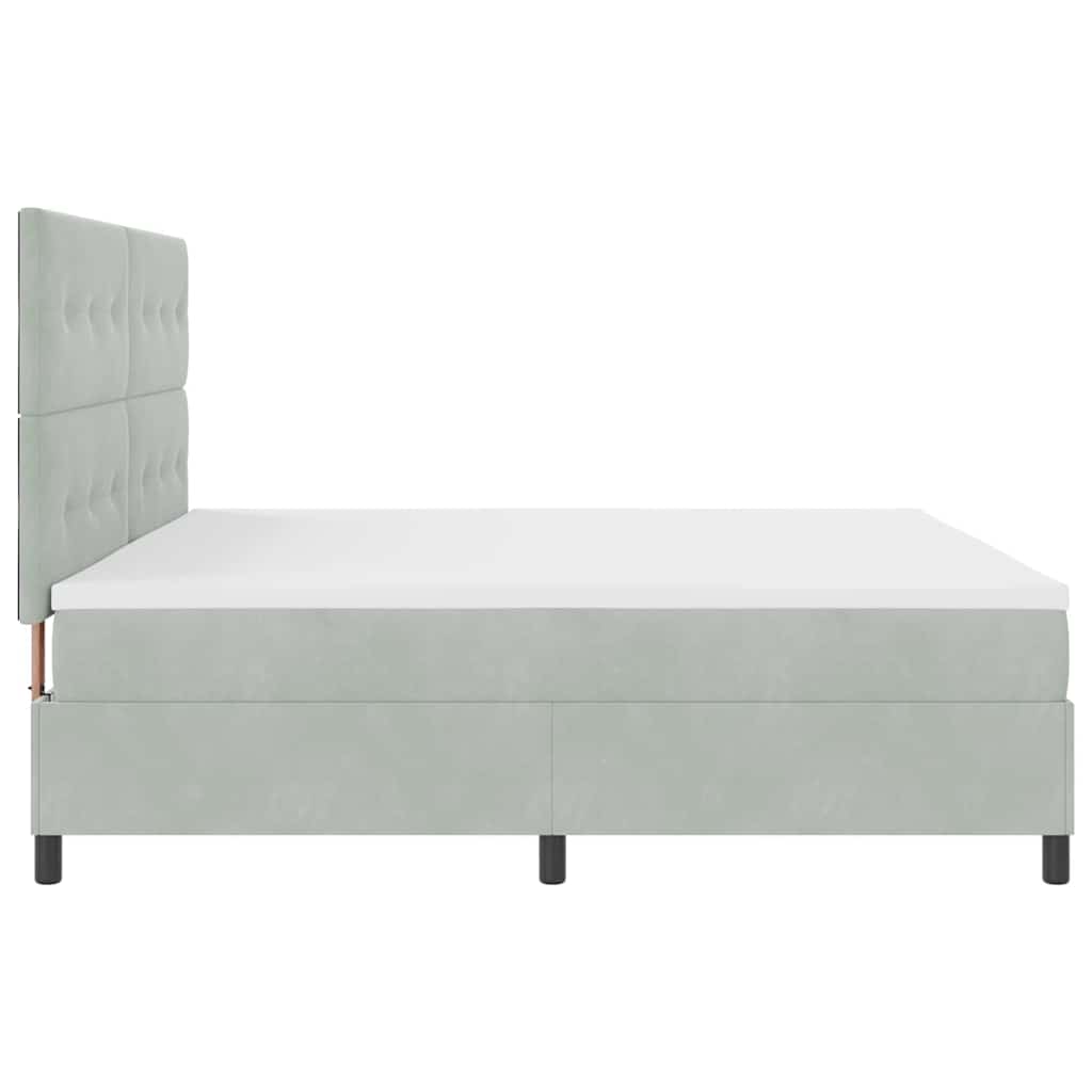LED Box Spring Krevet Svijetlo siva 200 x 200 cm Baršun