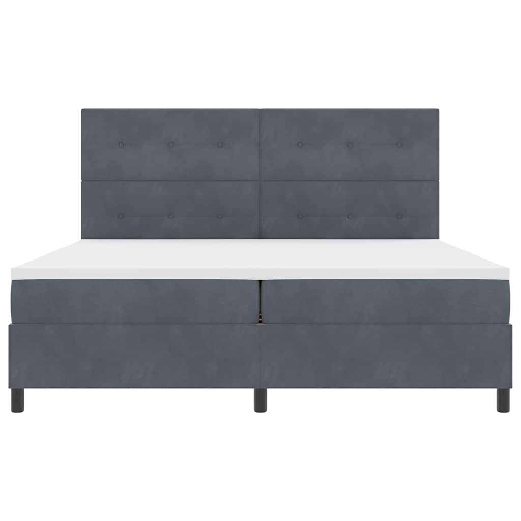 LED Box Spring Krevet s madracem Tamno siva 200 x 200 cm Baršun