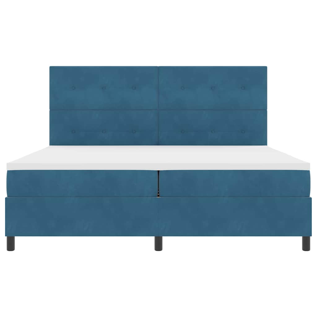 LED Box Spring Krevet Tamno plava 200 x 200 cm Baršun