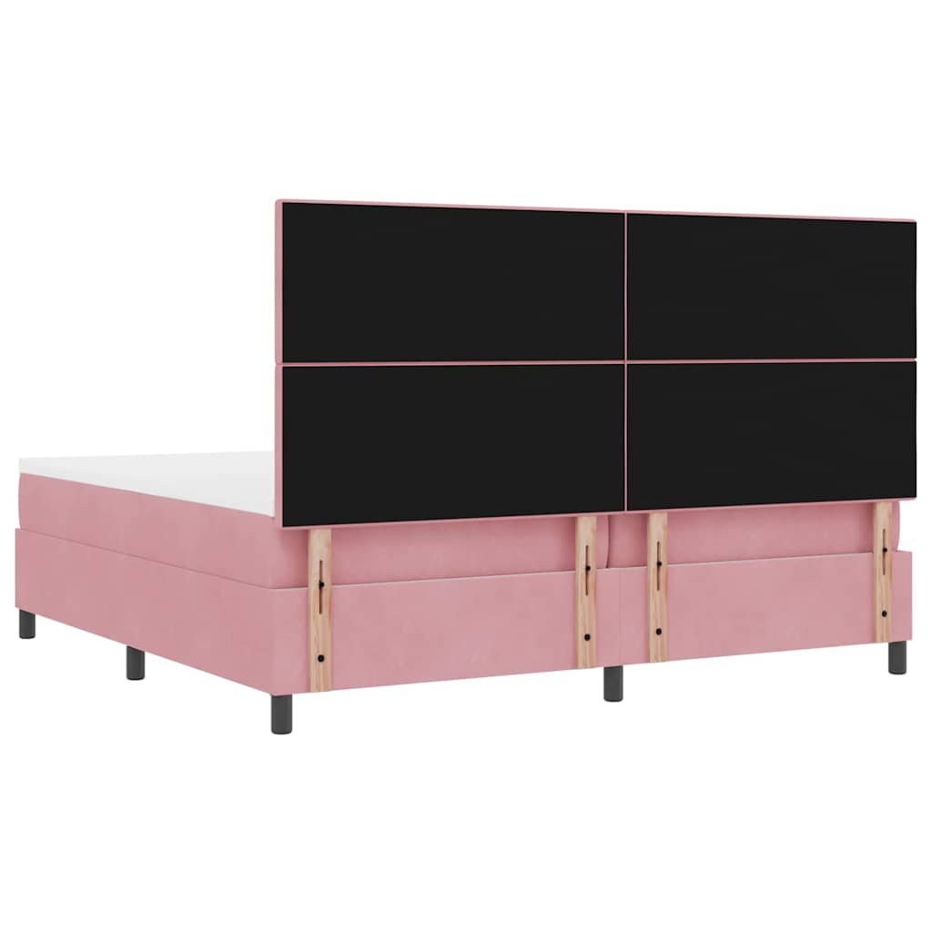 LED Box Spring Krevet s madracem Ružičasta 200 x 200 cm Baršun
