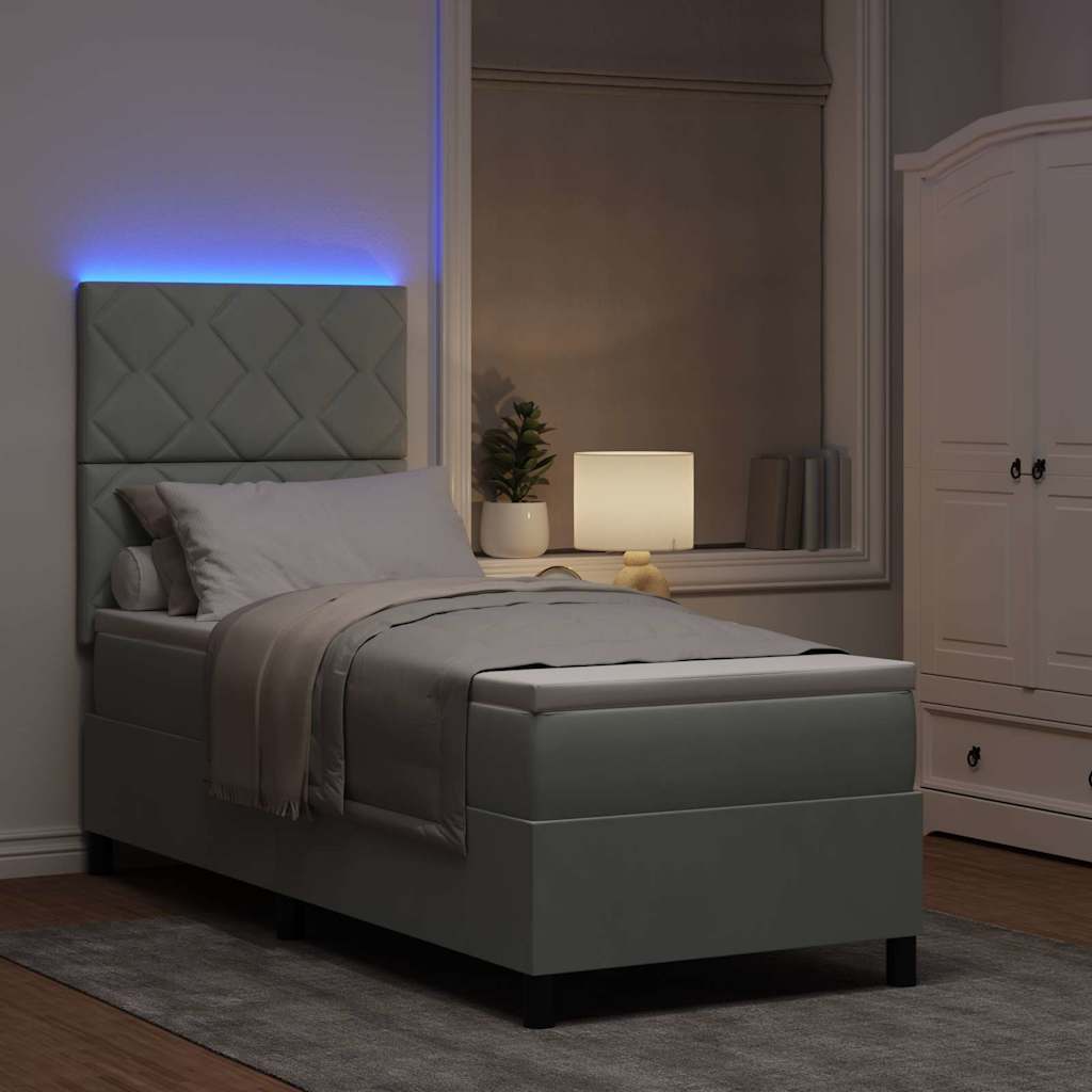 LED Box Spring Krevet Svijetlo siva 80 x 200 cm Baršun