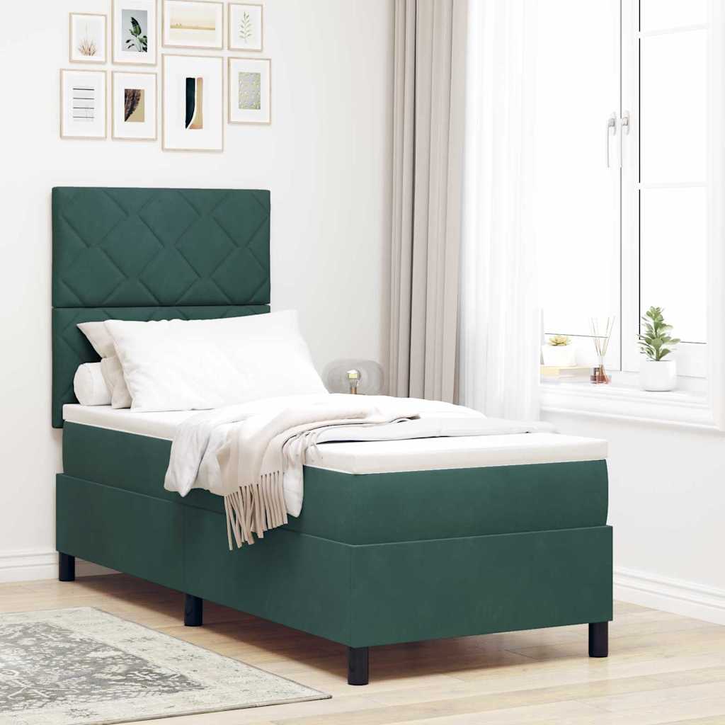 LED Box Spring Krevet Tamnozelena 80 x 200 cm Baršun