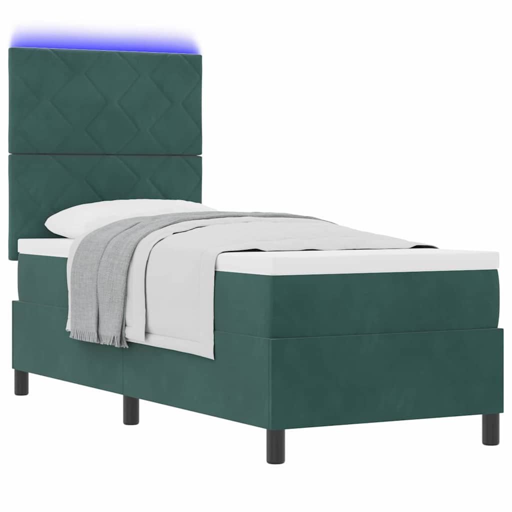 LED Box Spring Krevet Tamnozelena 80 x 200 cm Baršun