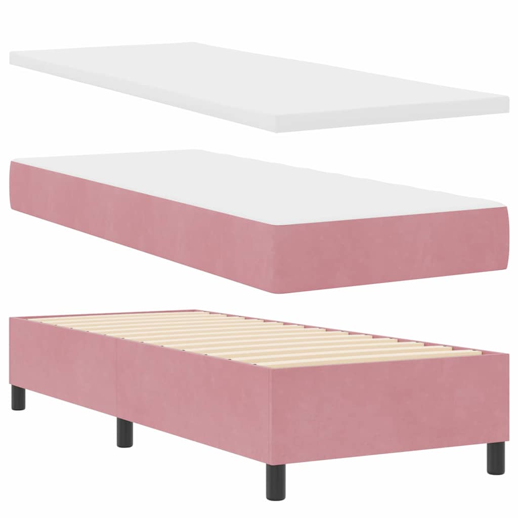 LED Box Spring Krevet s uzglavljem Ružičasta 80 x 200 cm Baršun