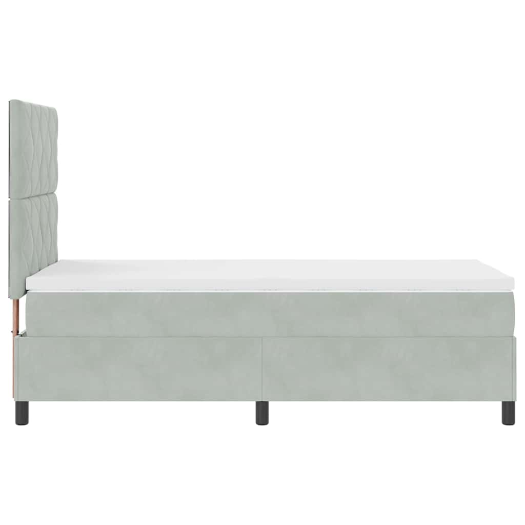 LED Box Spring Krevet Svijetlo siva 90 x 190 cm Baršun