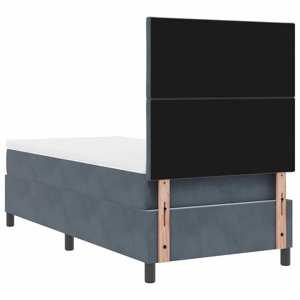 LED Box Spring Krevet s madracem Tamno siva 90 x 190 cm Baršun