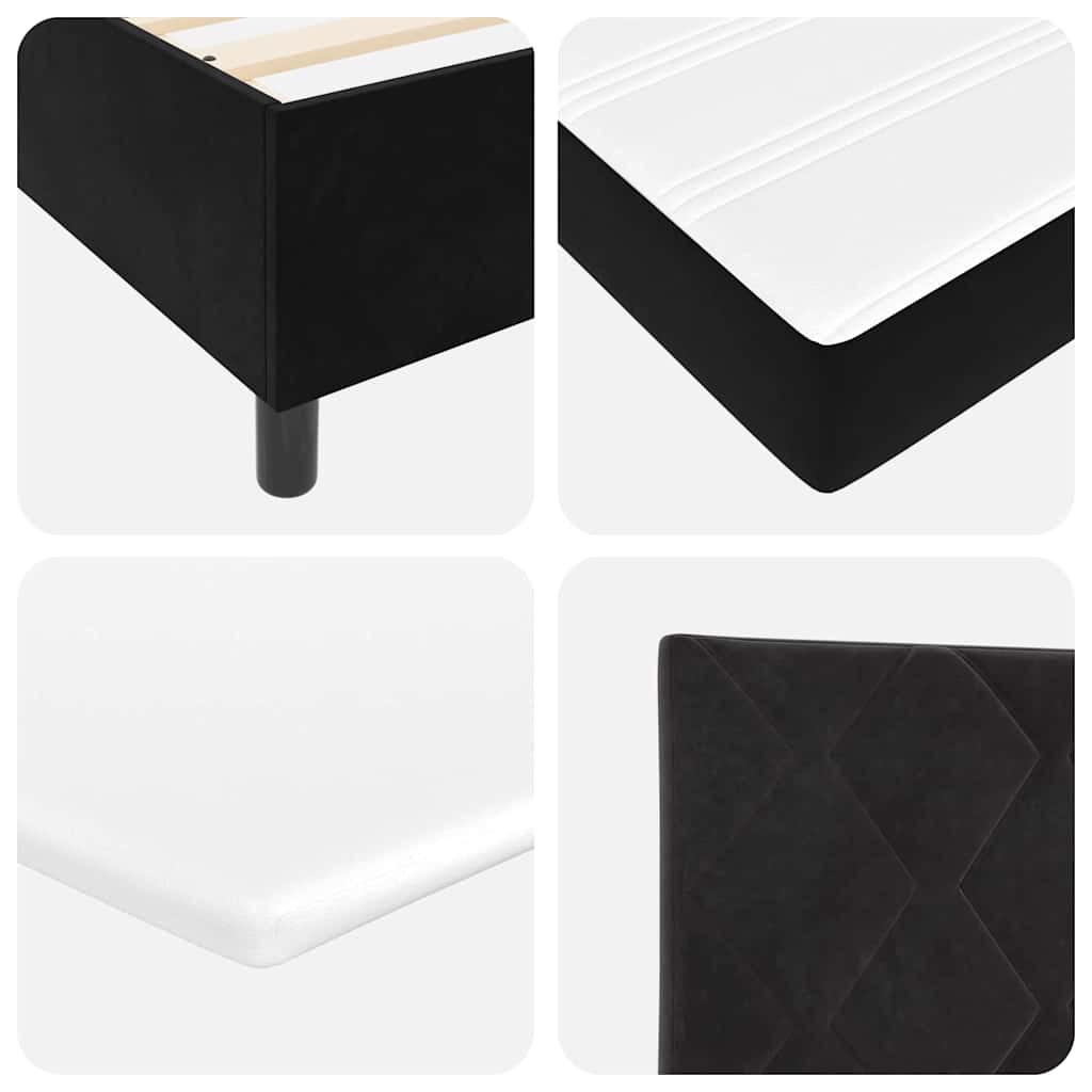 LED Box Spring Krevet s uzglavljem Crna 90 x 190 cm Baršun
