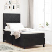 LED Box Spring Krevet s uzglavljem Crna 90 x 190 cm Baršun