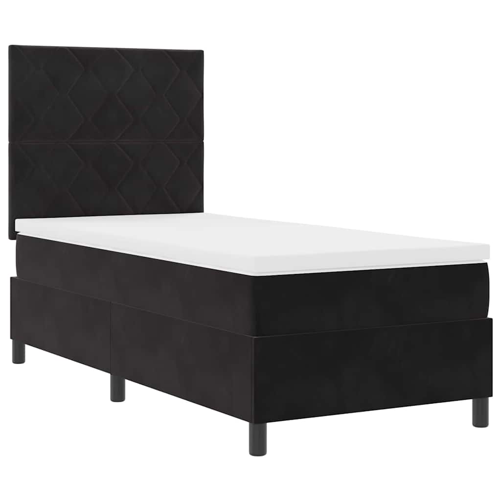 LED Box Spring Krevet s uzglavljem Crna 90 x 190 cm Baršun