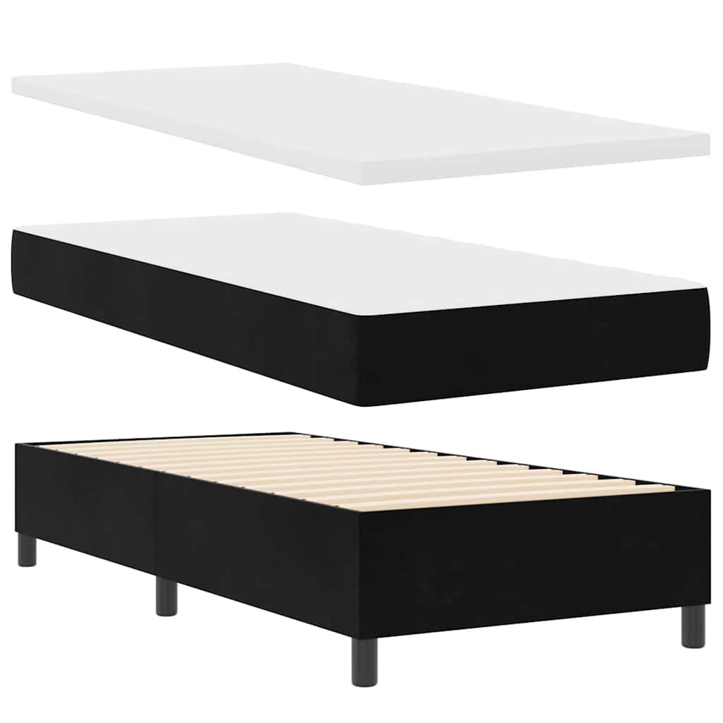 LED Box Spring Krevet s uzglavljem Crna 90 x 190 cm Baršun