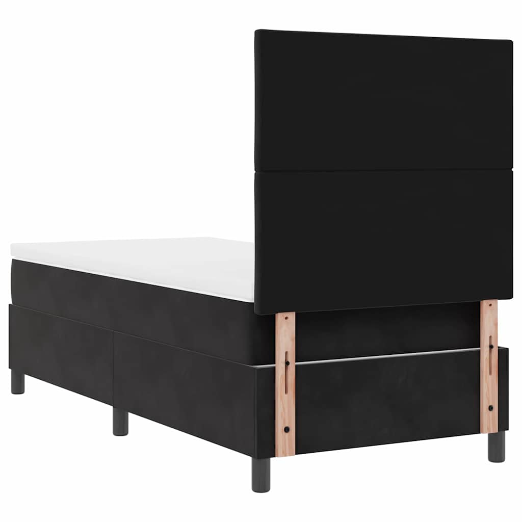 LED Box Spring Krevet s uzglavljem Crna 90 x 190 cm Baršun
