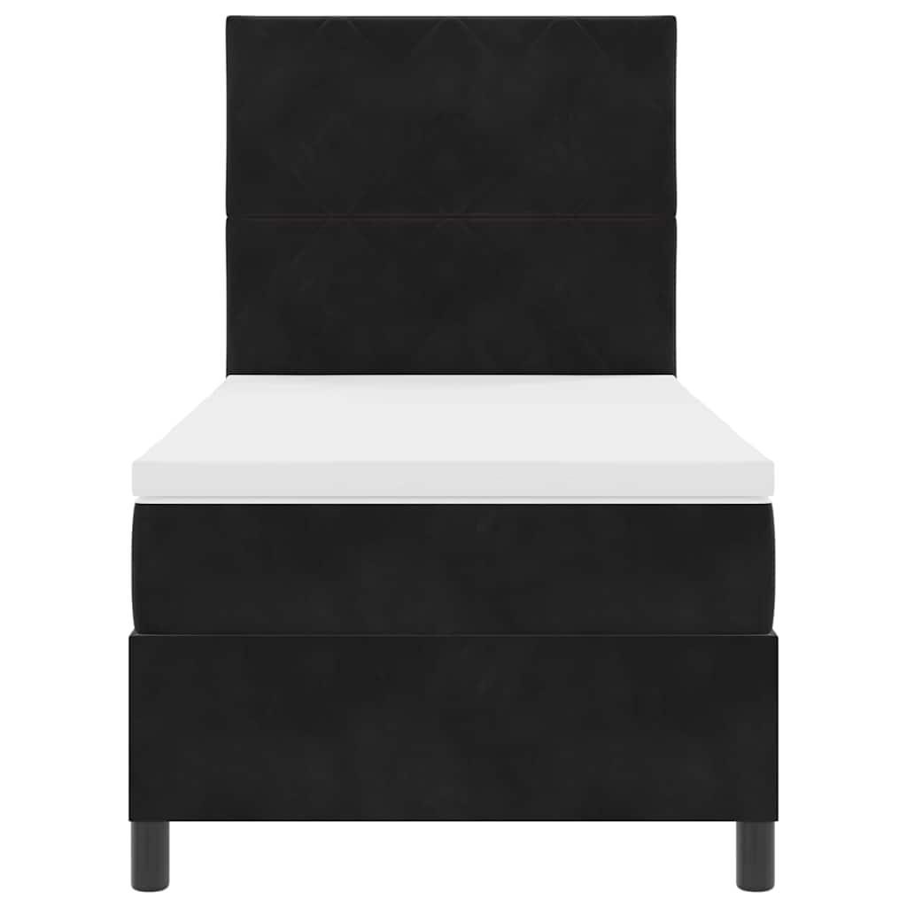 LED Box Spring Krevet s uzglavljem Crna 90 x 190 cm Baršun