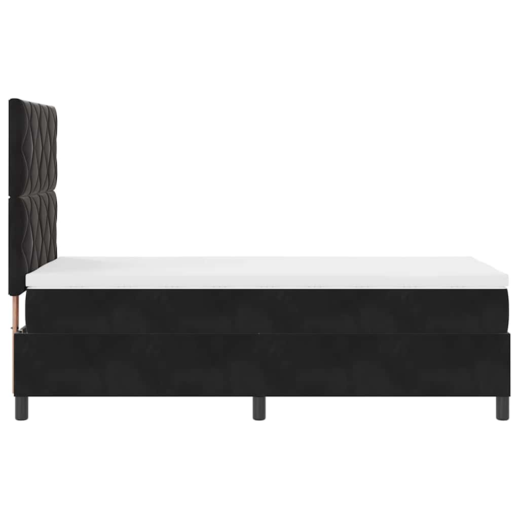 LED Box Spring Krevet s uzglavljem Crna 90 x 190 cm Baršun