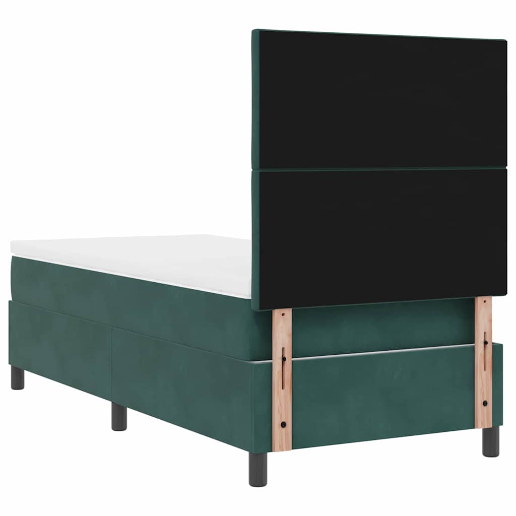 LED Box Spring Krevet s madracem Tamnozelena 90 x 190 cm Baršun