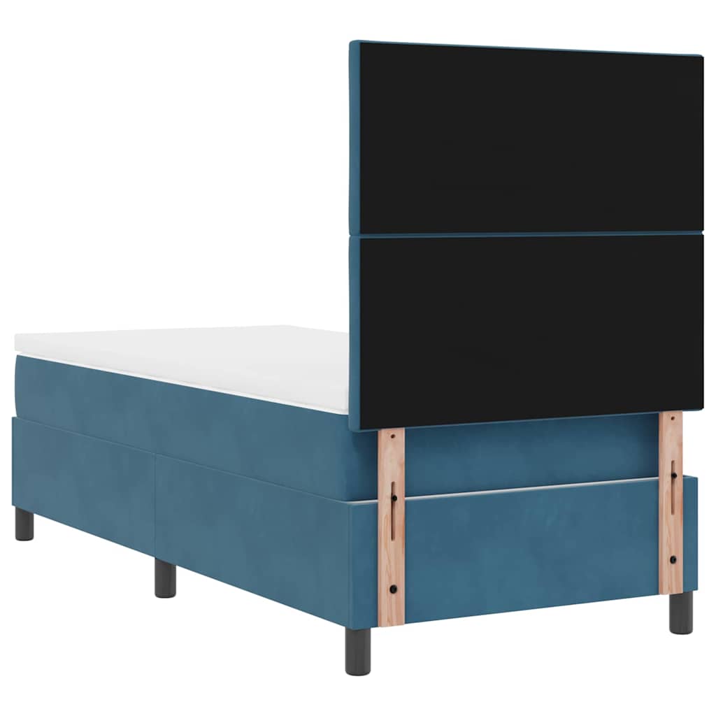 LED Box Spring Krevet s madracem Tamno plava 90 x 190 cm Baršun