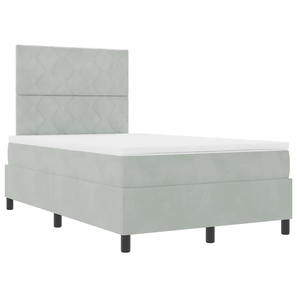 LED Box Spring Krevet Svijetlo siva 120 x 190 cm Baršun