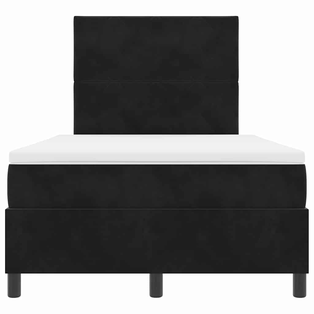 LED Box Spring Krevet s madracem Crna 120 x 200 cm Baršun