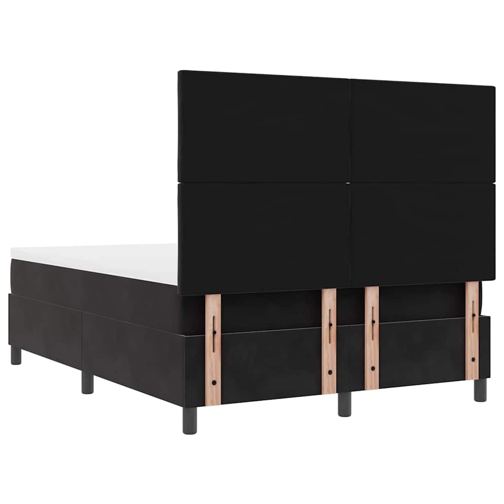 LED Box Spring Krevet s madracem Crna 140 x 190 cm Baršun