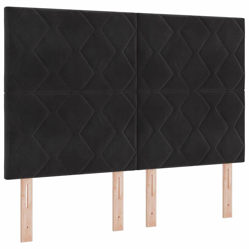 LED Box Spring Krevet s madracem Crna 140 x 200 cm Baršun