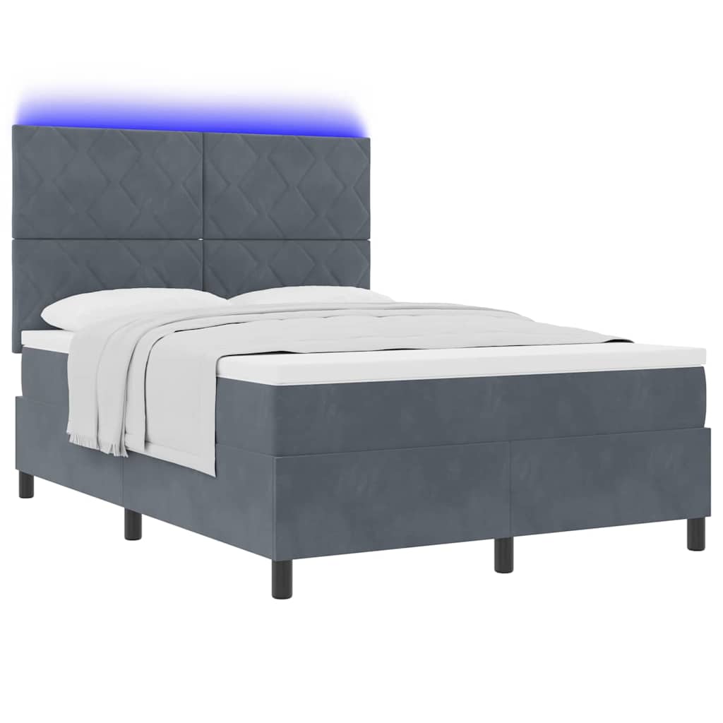 LED Box Spring Krevet Tamno siva 160 x 200 cm Baršun