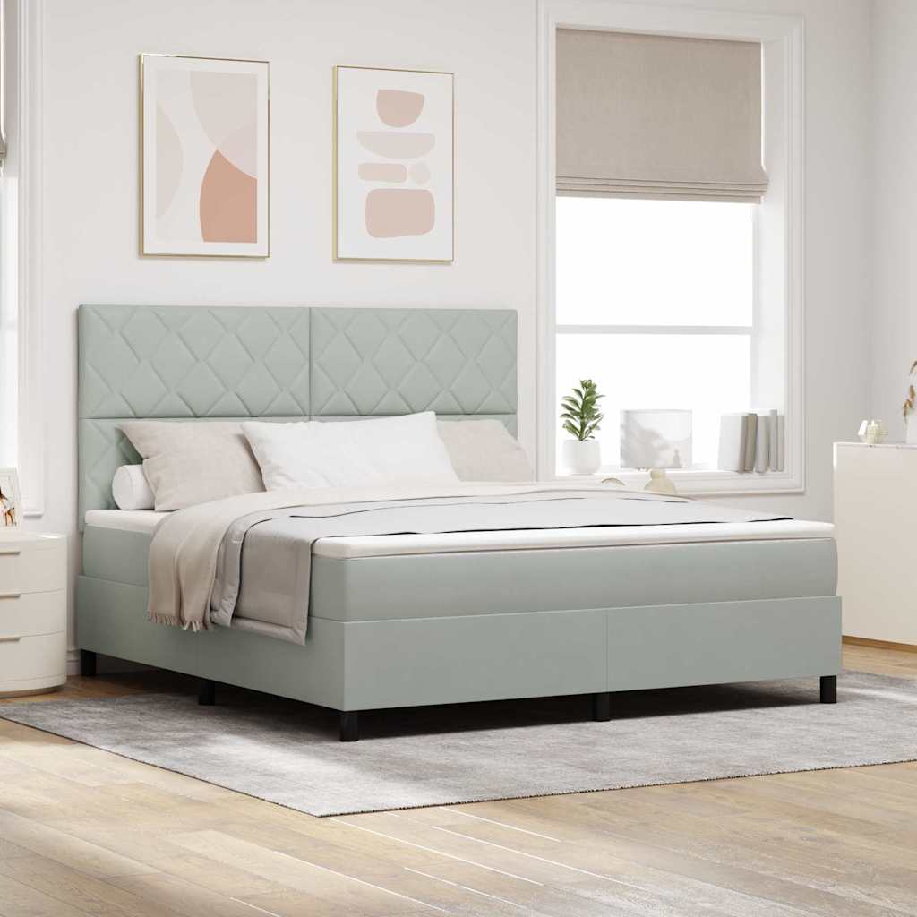 LED Box Spring Krevet Svijetlo siva 180 x 200 cm Baršun