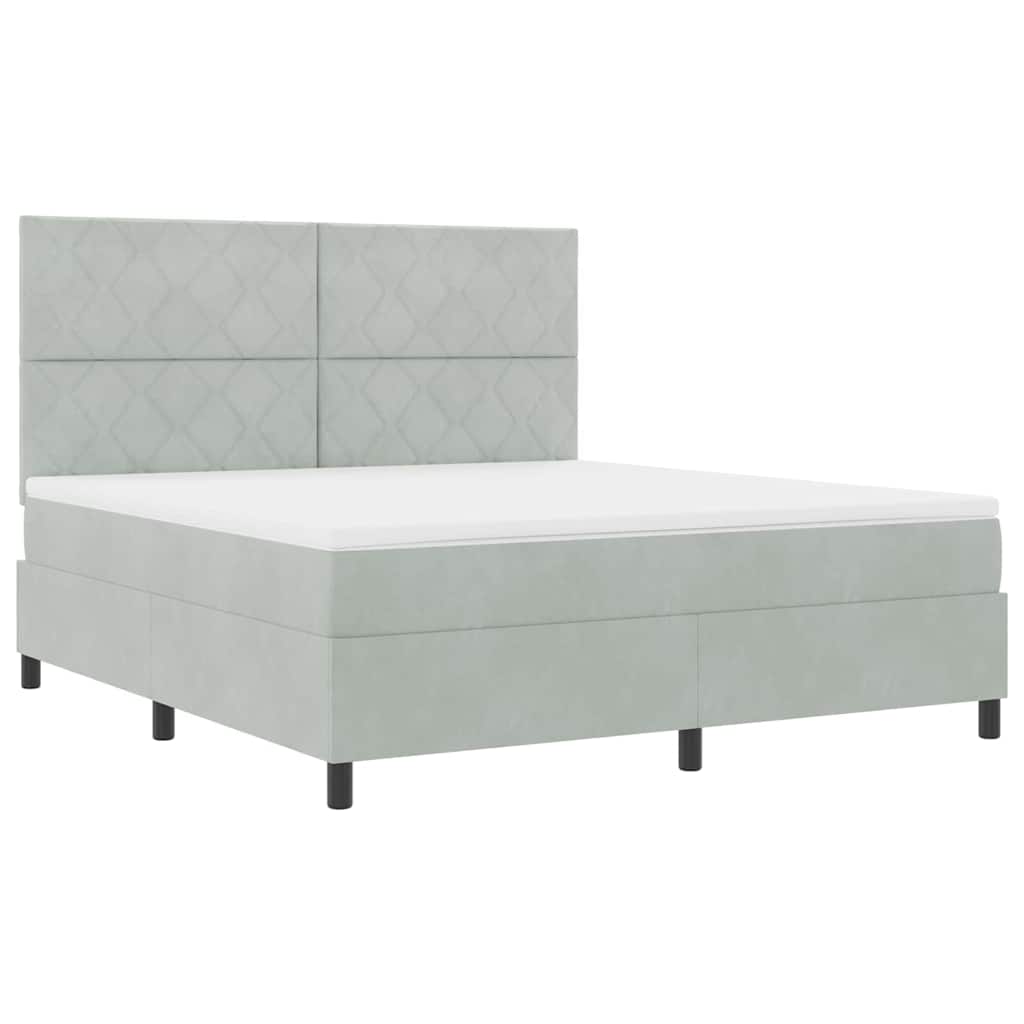LED Box Spring Krevet Svijetlo siva 180 x 200 cm Baršun