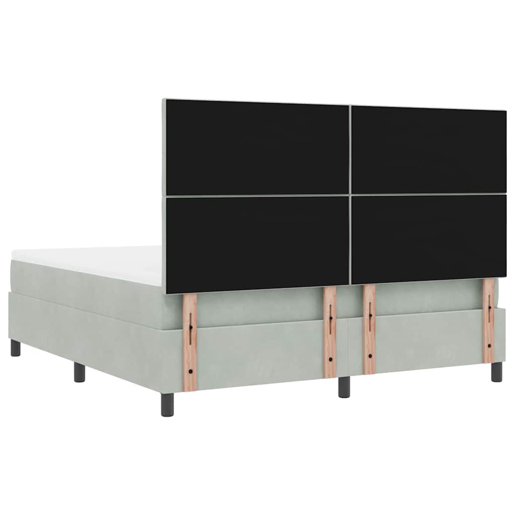 LED Box Spring Krevet Svijetlo siva 180 x 200 cm Baršun