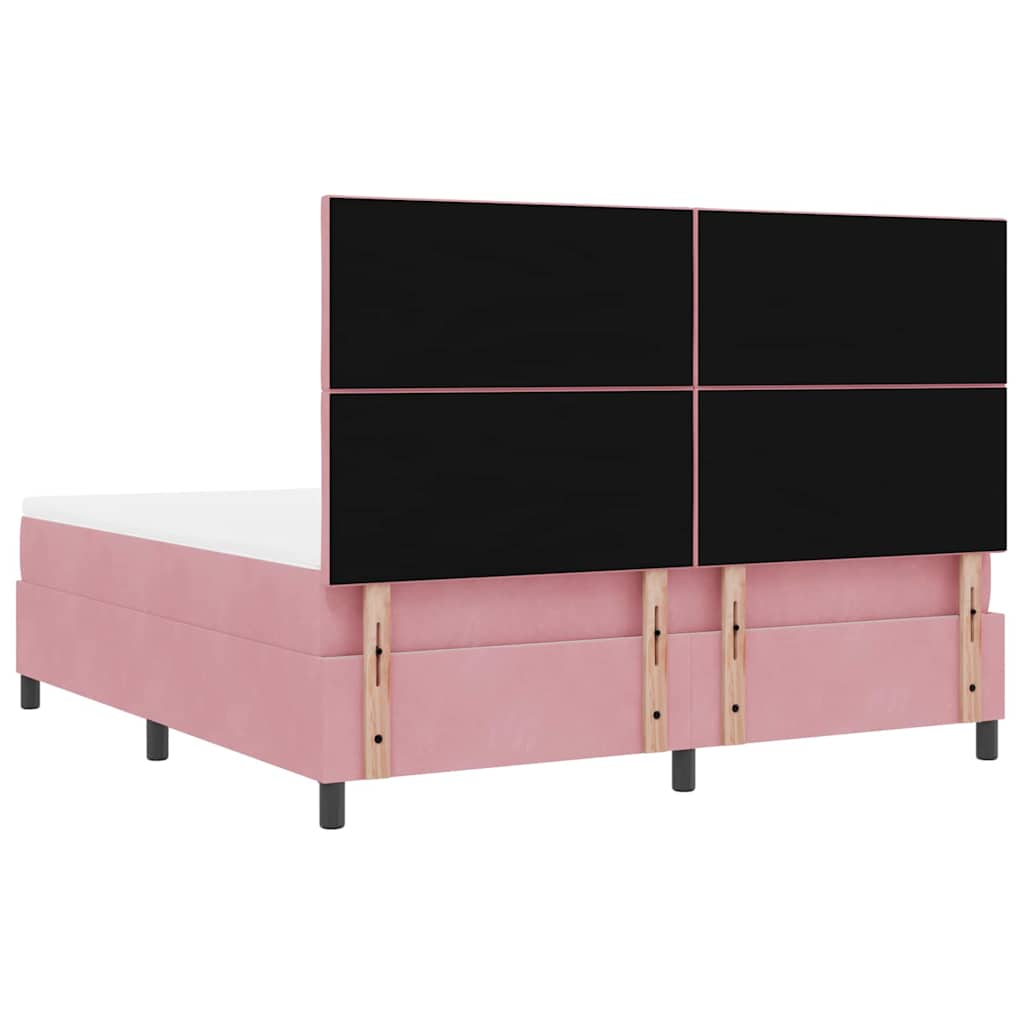 LED Box Spring Krevet Ružičasta 180 x 200 cm Baršun