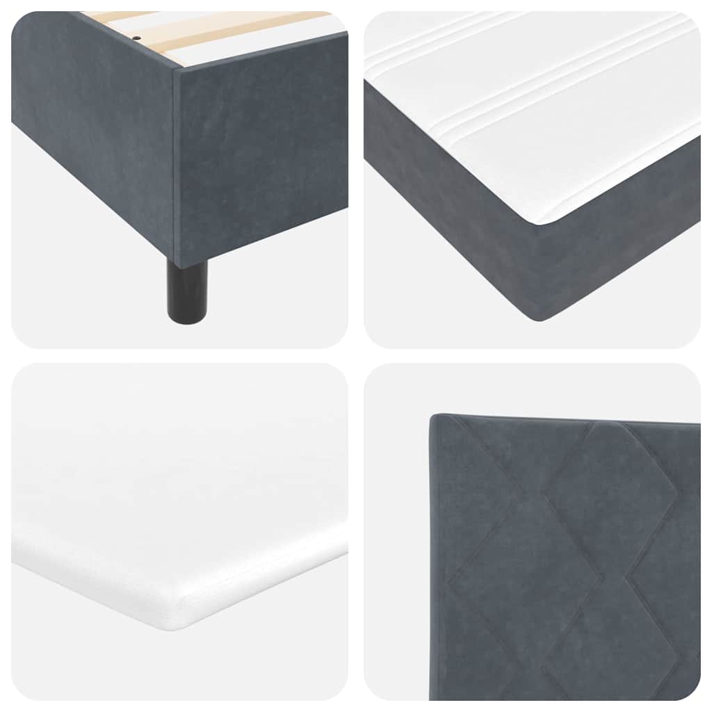 LED Box Spring Krevet Tamno siva 200 x 200 cm Baršun